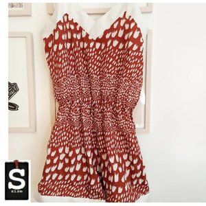 🎁  10/$25- Light romper, brown and white,  size small